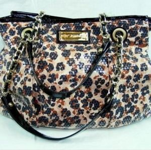 Betsey Johnson Large Leopard Sequin Handbag
